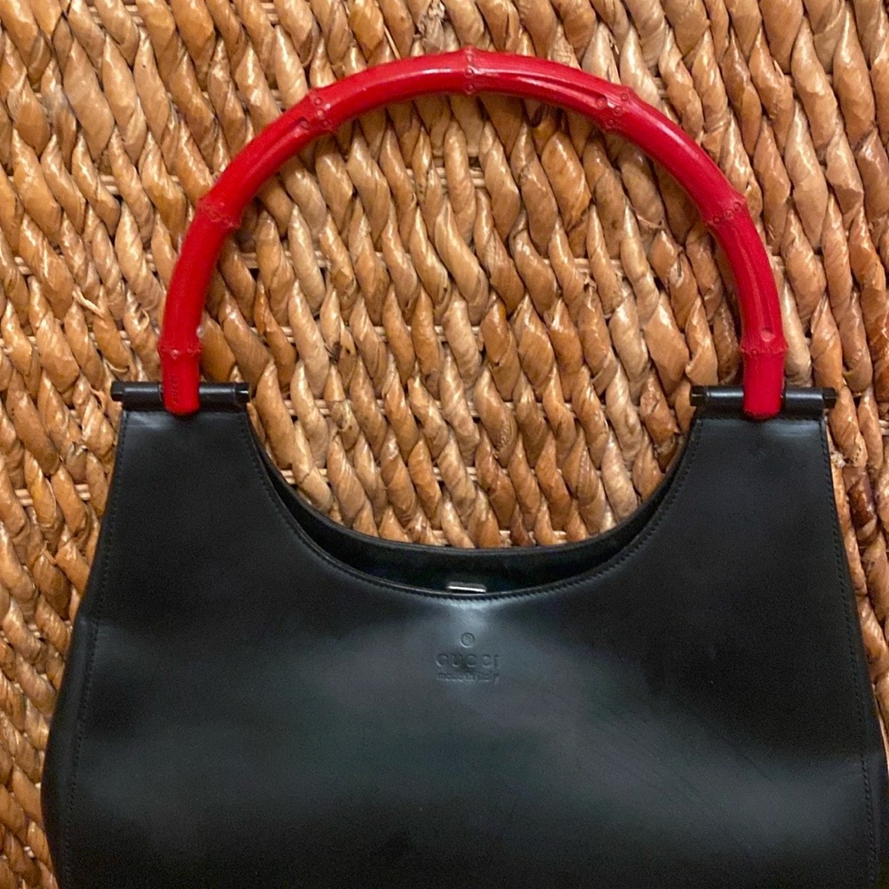 Rare - - Gucci Black and Red Shoulder Bag with Hobo Silhouette - Picture 10 of 13